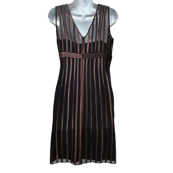 JS collections Black Brown Sheer Cocktail Dress size 6 - Picture 5 of 8